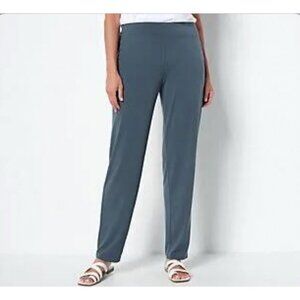 Susan Graver Modern Essentials Liquid Knit Slim Leg Pants 5X Graphite A557580 .